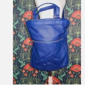 Vlieger & Vandam Blue Leather Pistol Gun Embossed Satchel Messenger Bag Purse